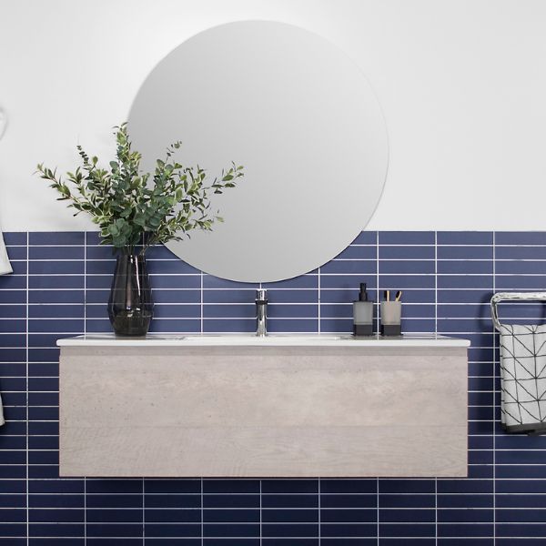 ADP Glacier All Drawer Slim 1500mm Centre Bowl vanity with ceramic top in Concrete Formwood - The Blue Space