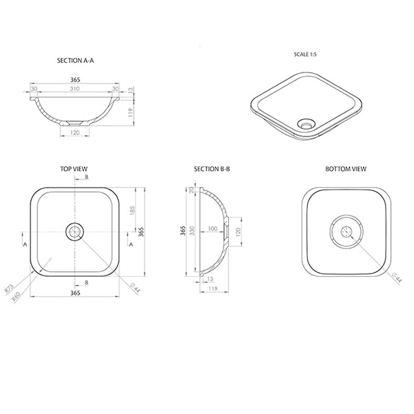 ADP Honour Solid Surface Under Counter Basin product specifications