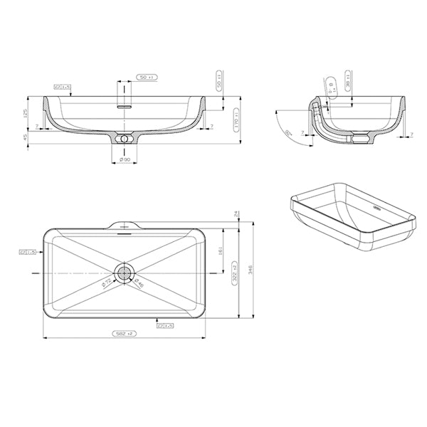 ADP Zeya Solid Surface Basin product specifications