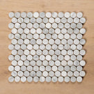 Sample of Cottesloe Carrara White Penny Round Honed Marble Mosaic Tile - The Blue Space