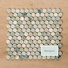 Sample of Cottesloe Ming Green Penny Round Honed Marble Mosaic Tile - The Blue Space