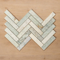 Cottesloe Ming Green Herringbone Honed Marble Mosaic Tile 35x150mm Double - The Blue Space