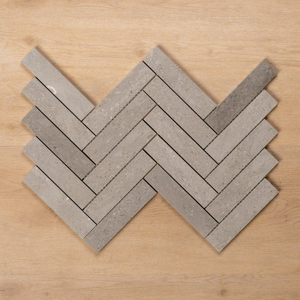 Cottesloe New Grey Herringbone Honed Marble Mosaic Tile 35x150mm