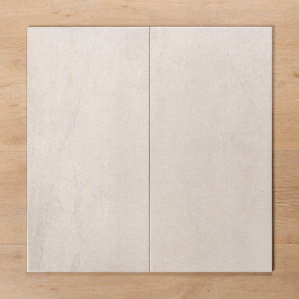 Burleigh White Gloss Cushioned Edge Ceramic Tile 300x600mm Double - The Blue Space
