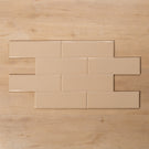 Coolum Beige Gloss Cushioned Edge Ceramic Tile 82x257mm Brick Pattern - The Blue Space