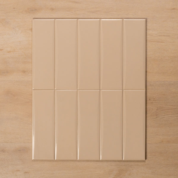 Coolum Beige Gloss Cushioned Edge Ceramic Tile 82x257mm Straight Pattern - The Blue Space