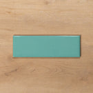 Coolum Green Gloss Cushioned Edge Ceramic Tile 82x257mm - The Blue Space