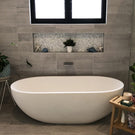 Bella Stone Bath 1500 - White Onyx Colour in modern bathroom design | The Blue Space