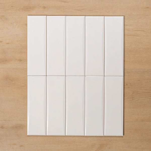 Coolum White Gloss Cushioned Edge Ceramic Tile 82x257mm Straight Pattern - The Blue Space