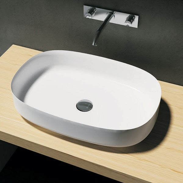 Bianca Stone Basin 600mm in Matte White finish | The Blue Space