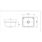 Technical Drawing - Badundkuche Traditionell 30L Laundry Sink with 2TH