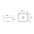 Technical Drawing - Badundkuche Traditionell 45L Laundry Sink with 2TH