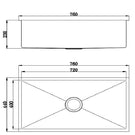 Technical Drawing - Badundkuche Arcko Lux Under/Overmount Single Bowl Sink