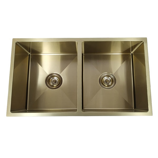Badundkuche Arcko Lux Under/Overmount Double Bowl Sink Brushed Gold - The Blue Space