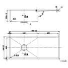Technical Drawing - Badundkuche Arcko Lux Under/Overmount Single Bowl Sink with Drainer