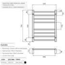 Technical Drawing: Radiant Non-Heated 8 Bar 530 x 700 Towel Rail Matt Black