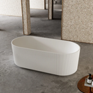 Casa Design V-Groove Round Freestanding Bath Matte White | Best value designer freestanding baths online at The Blue Space