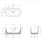 Technical Drawing - V-Groove Round Freestanding Bath Matte White