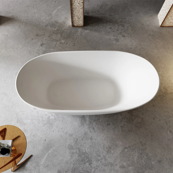 Casa Design Vita Oval High Rise Freestanding Bath Matte White | The Blue Space best value freestanding designer baths 