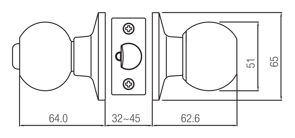 Lane Bala Security Knob Door Handle Set Round Rosette Polished Brass