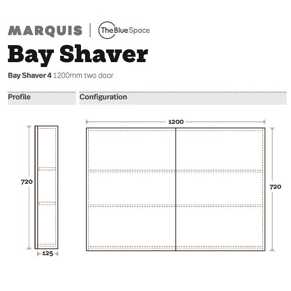 Marquis Bay Shaving Cabinet 1200mm two door - The Blue Space