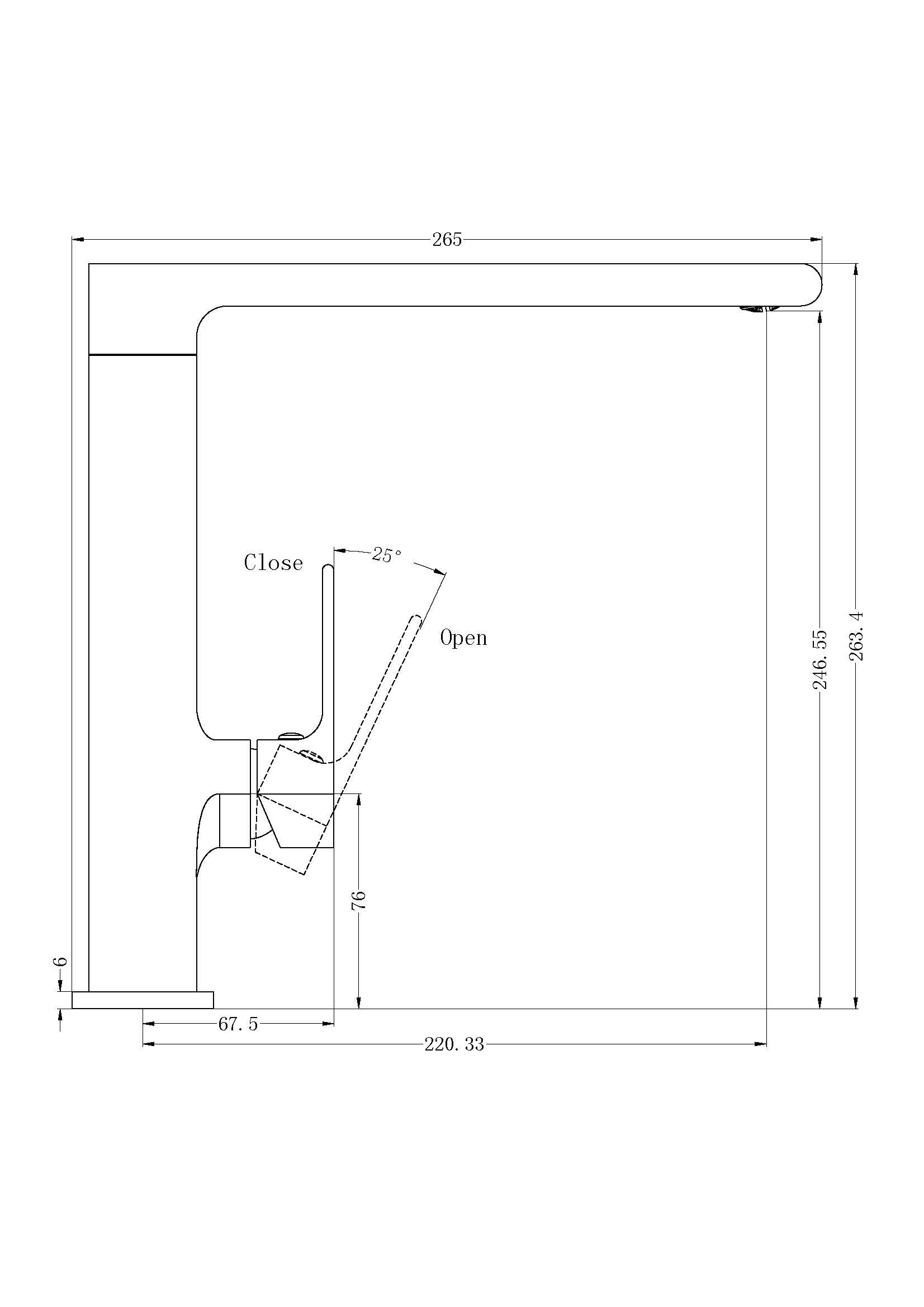 Technical Drawing: Nero Bianca Kitchen Mixer Brushed Gold