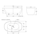 Technical Drawing: Cee Jay Oval Freestanding Lucite Acrylic Bath 1700mm