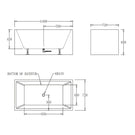 Technical Drawing: Cee Jay Square Multi Fit Lucite Acrylic Bath 1400mm