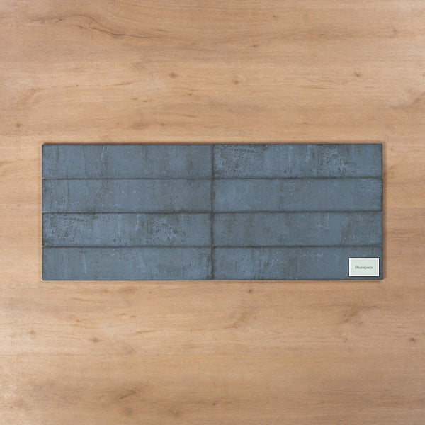 Tenerife Blue Gloss Cushioned Edge Ceramic Tile 107x530mm Straight Pattern - The Blue Space