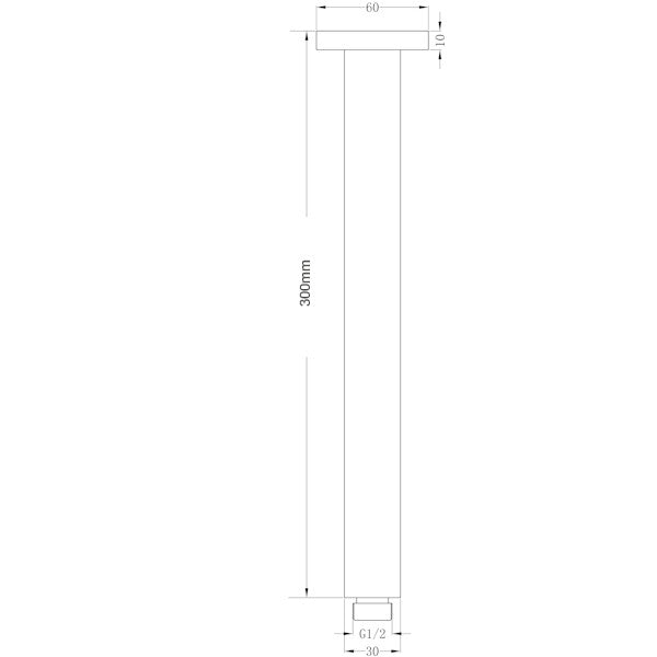 Nero Round Ceiling Arm 300mm Matte Black