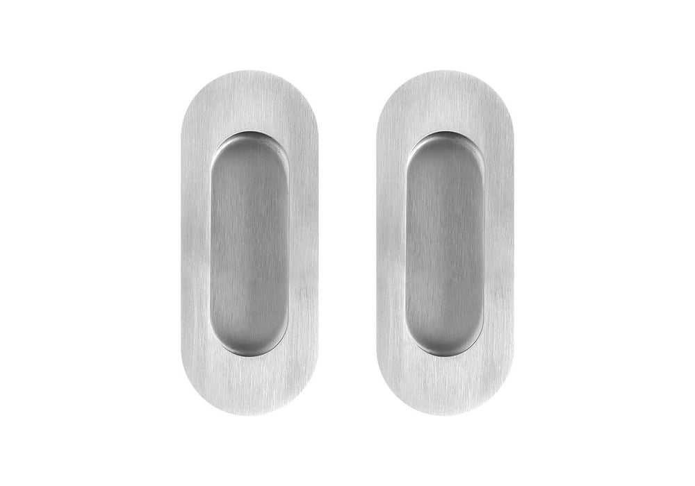 Delf Oval Flush Pull Handle Twin Pack 100mm Stainless Steel