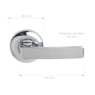 Technical Drawing - Delf Lucca Passage Lever Set Round Rosette Bright Chrome