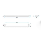 Thermogroup 12V Square Single Bar Heated Towel Rail 832mm Technical Drawing - The Blue Space