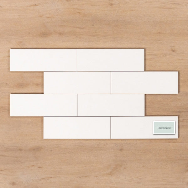 Wategos Satin White 100x300mm Brick Pattern - The Blue Space