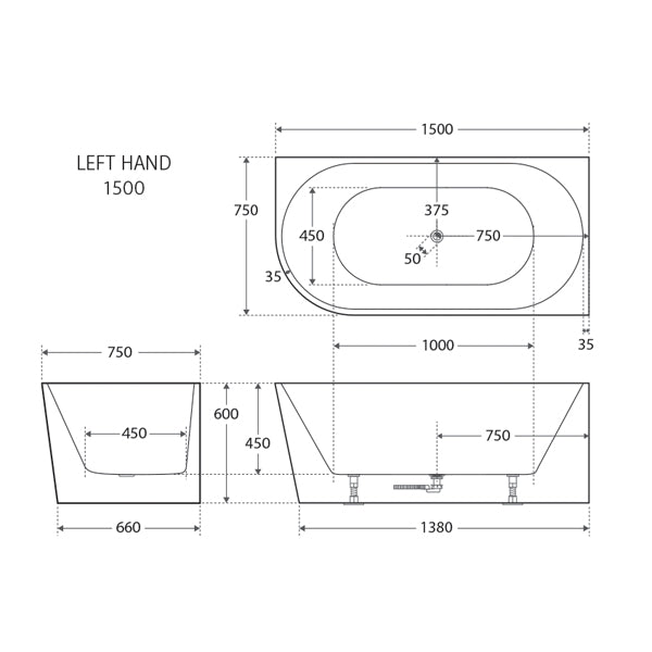 Fienza Isabella Acrylic Corner Bath The Blue Space