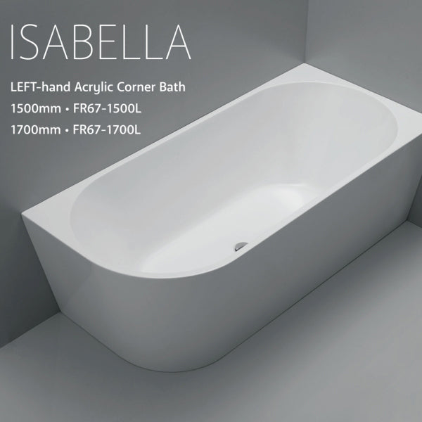 Fienza Isabella Acrylic Corner Bath Left Hand Side - The Blue Space