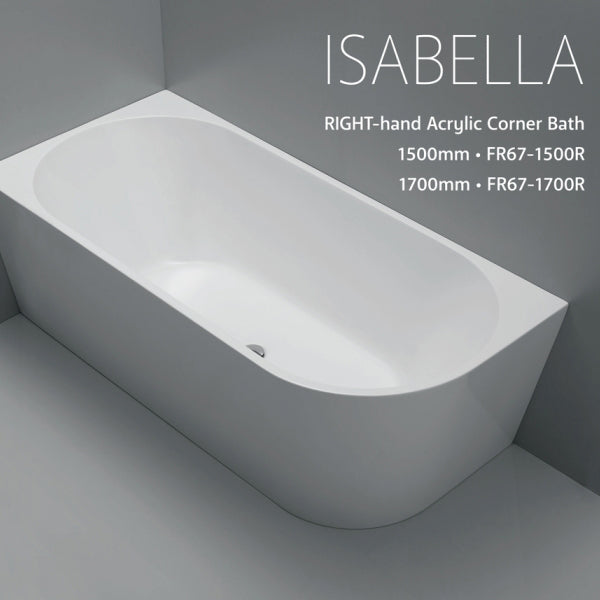Fienza Isabella Acrylic Corner Bath Right Hand Side - The Blue Space