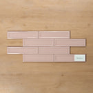 Whitehaven Pink Gloss Frame Ceramic Subway Tile 68x280mm Brick Pattern - The Blue Space
