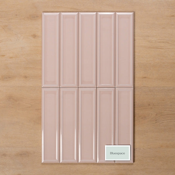 Whitehaven Pink Gloss Frame Ceramic Subway Tile 68x280mm
