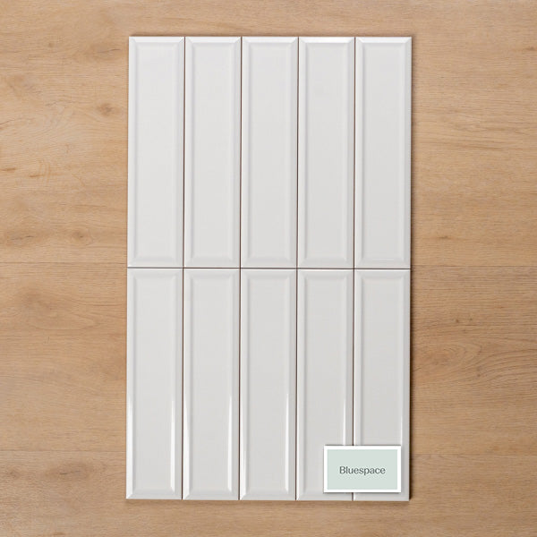 Whitehaven White Gloss Frame Ceramic Subway Tile 68x280mm Straight Pattern - The Blue Space