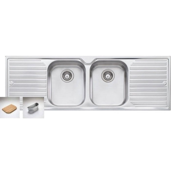 Oliveri Diaz double bowl topmount sink with dbl drainer
