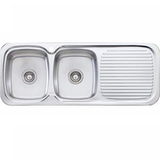 Oliveri Lakeland double bowl topmount sink R/H drainer 1TH - The Blue Space