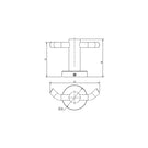 Technical Drawing: Mirage Robe Hook Double Chrome
