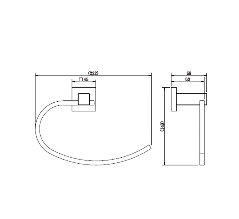 Technical Drawing: Luxe Towel Ring Chrome