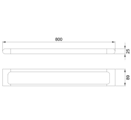 Technical Drawing: Momento Liquid Single Towel Rail Chrome 800