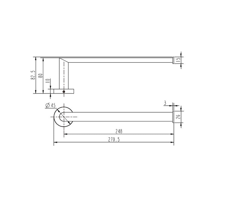 Eva Towel Bar 270mm Matte Black The Blue Space