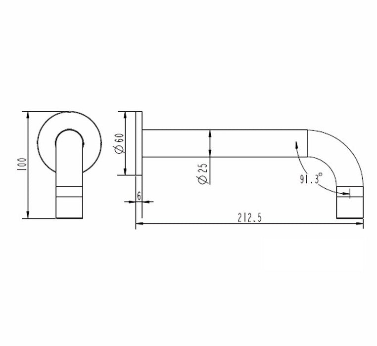 Technical Drawing: Villa Bath Spout Brushed Nickel