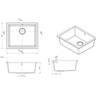 Technical Drawing: Como Single Bowl Granite Sink Black Finish - 550 x 460 x 194