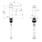 Technical Drawing: Star Mini Basin Mixer PVD Champagne