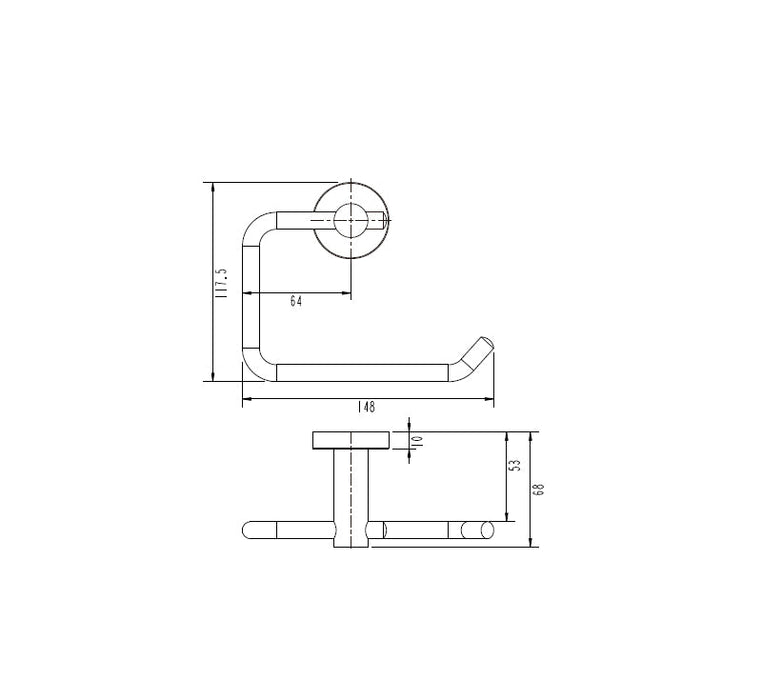 Technical Drawing: Mirage Toilet Paper Holder Matte Black